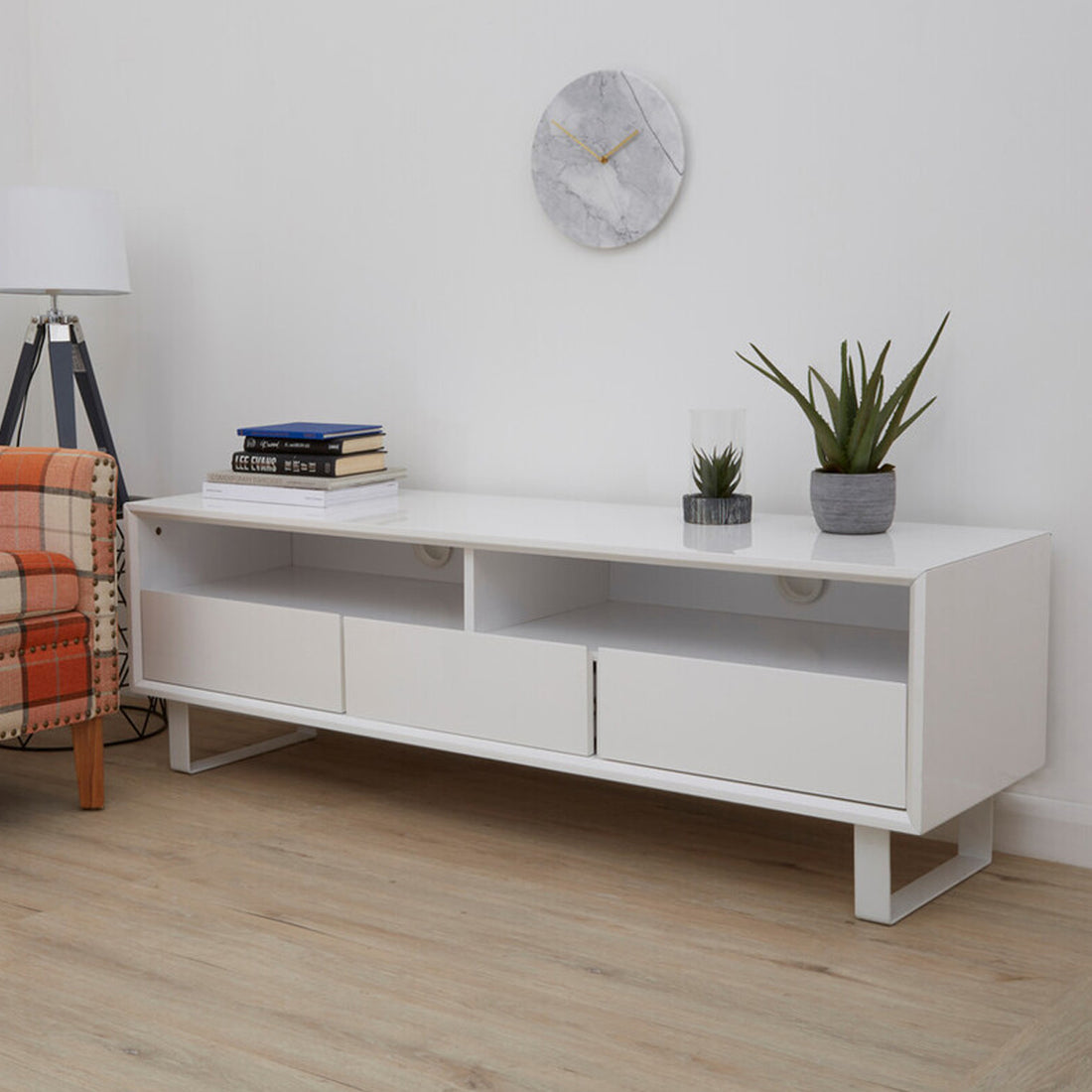 Moritz White High Gloss Media Cabinet