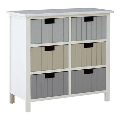 New England White 6 Drawers Chest
