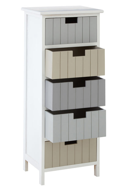 New England White 5 Drawers Chest