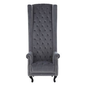 Regents Park Grey Velvet High Back Porter Chair