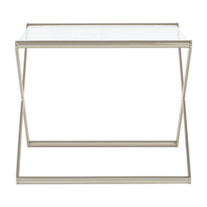 Roma Clear Glass and Nickel Finish Side Table