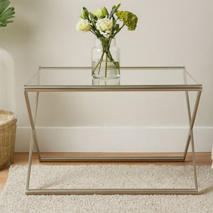 Roma Clear Glass and Nickel Finish Square Coffee Table
