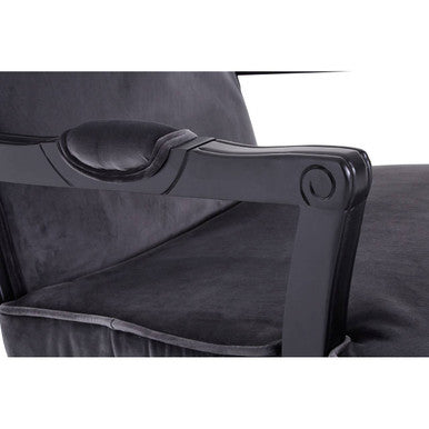 Rococo Grey Velvet Chair And Footstool