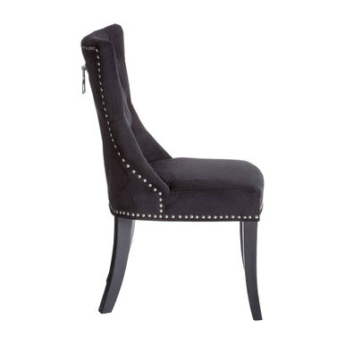 Regents Park Black Cotton Velvet Dining Chair
