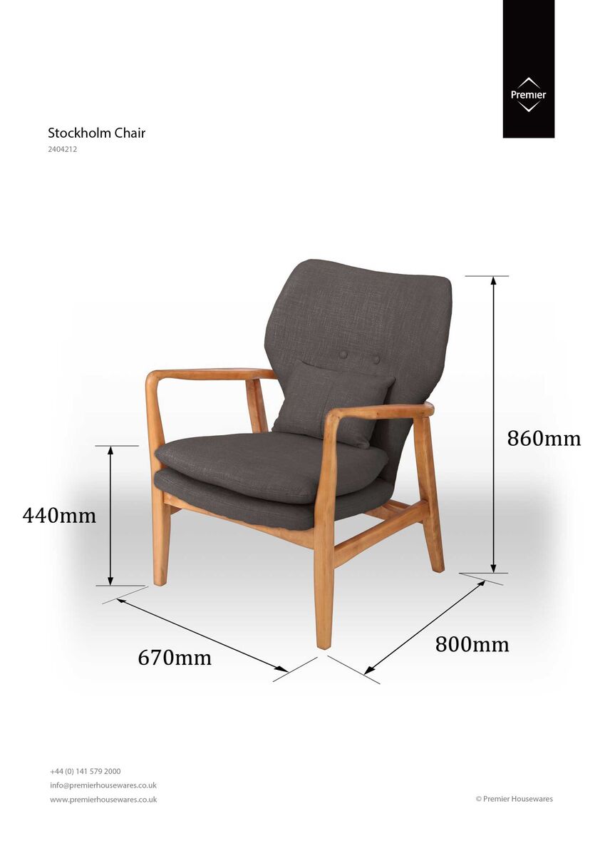 Stockholm Grey Chair With Birchwood Frame