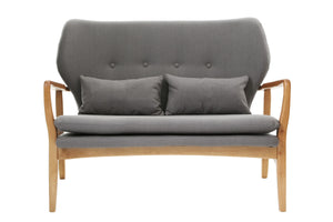 Stockholm 2 Seat Grey Sofa With Birchwood Frame