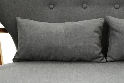 Stockholm 2 Seat Grey Sofa With Birchwood Frame