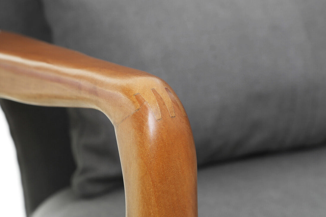 2 Seater Grey Sofa with Birchwood Frame, Stockholm