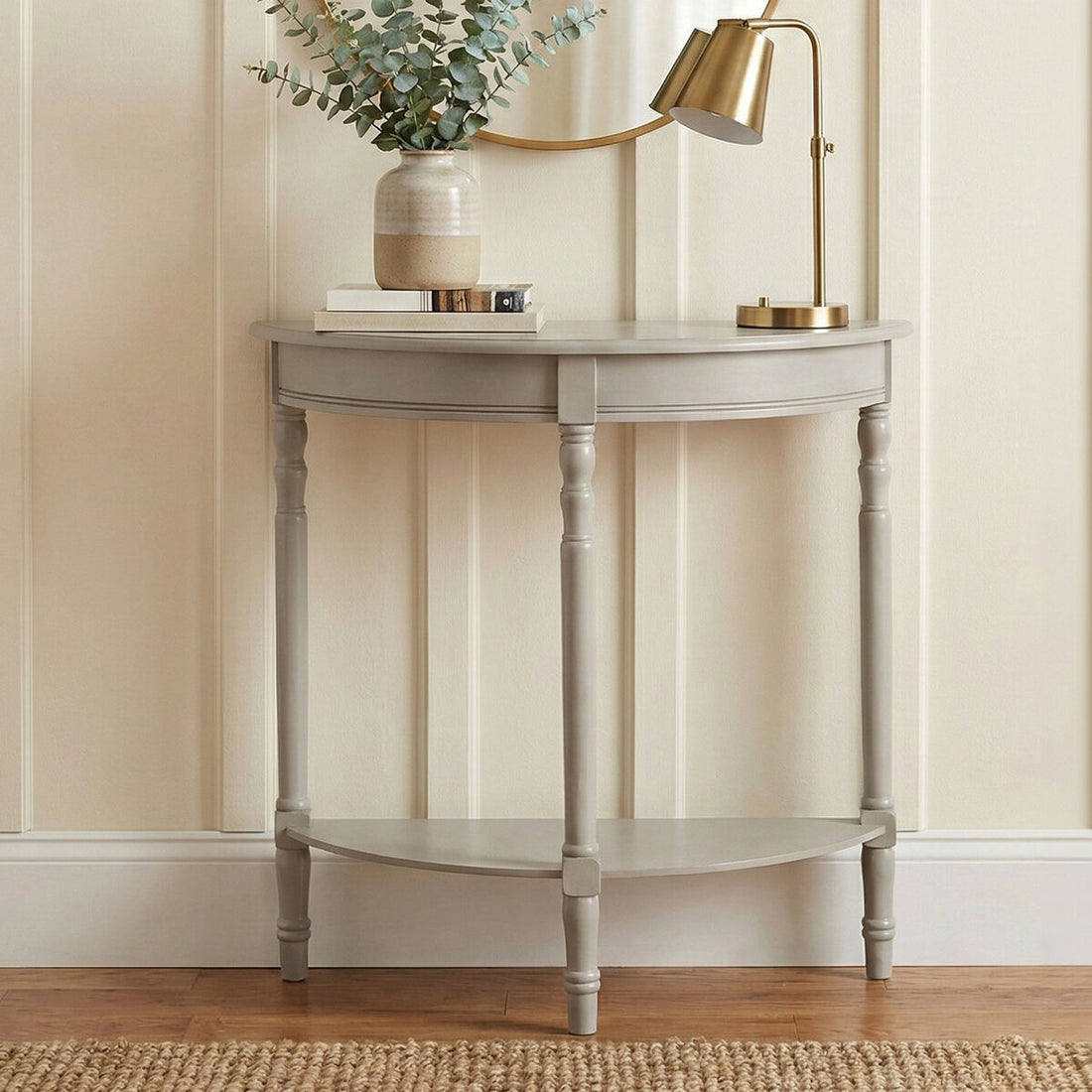Heritage Grey Putty Pine Wood Console Table