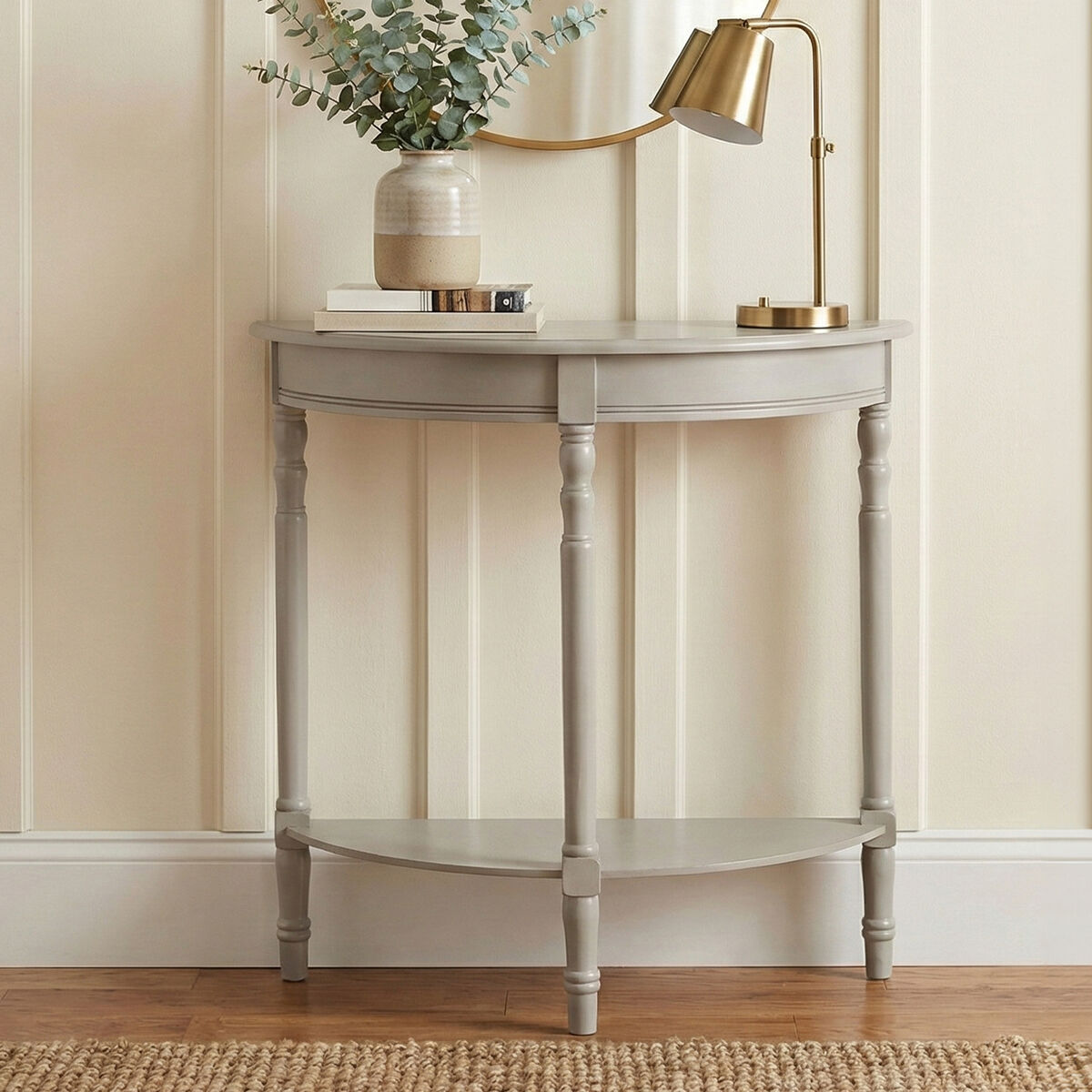 Heritage Grey Putty Pine Wood Console Table