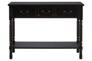 Heritage Three Drawer Vintage Black Console Table