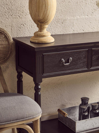 Heritage Three Drawer Vintage Black Console Table