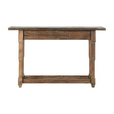 Wooden console table on a white background