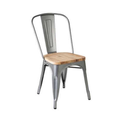 Aldgate Silver Chair in Powder Coated  Metal and Wood