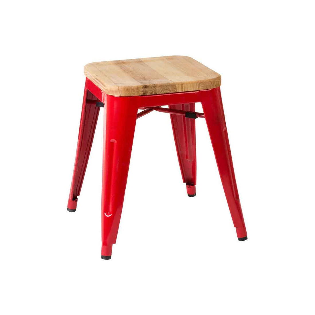 Aldgate Red Stool in Powder Coated Metal and Wood - image 1