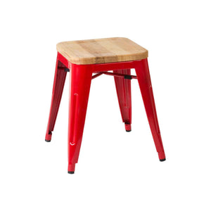 Aldgate Red Stool in Powder Coated Metal and Wood