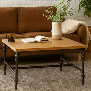 Tribeca Natural Wooden Washed Finish Square Coffee Table