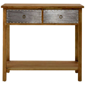 Shoreditch Natural Wooden Console Table with Metal Drawers