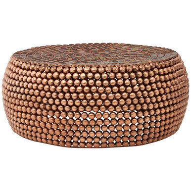 Gold Interlinked Beaded Iron Copper Finish Coffee Table, Templar