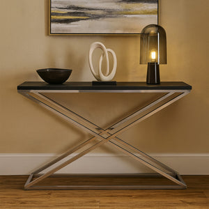 Tribute Black Leather Effect Console Table