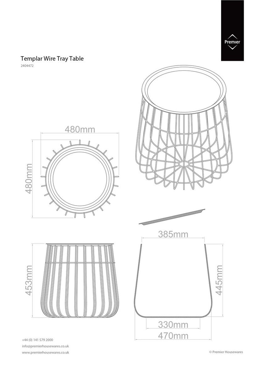 Templar Copper Tray And Black Finish Side Table