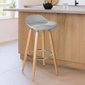 Stockholm Taupe Bar Stool with Wooden Legs