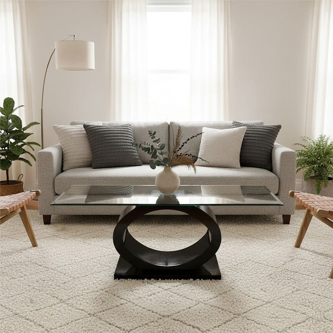 Halo O Shaped Coffee Table With Black Base