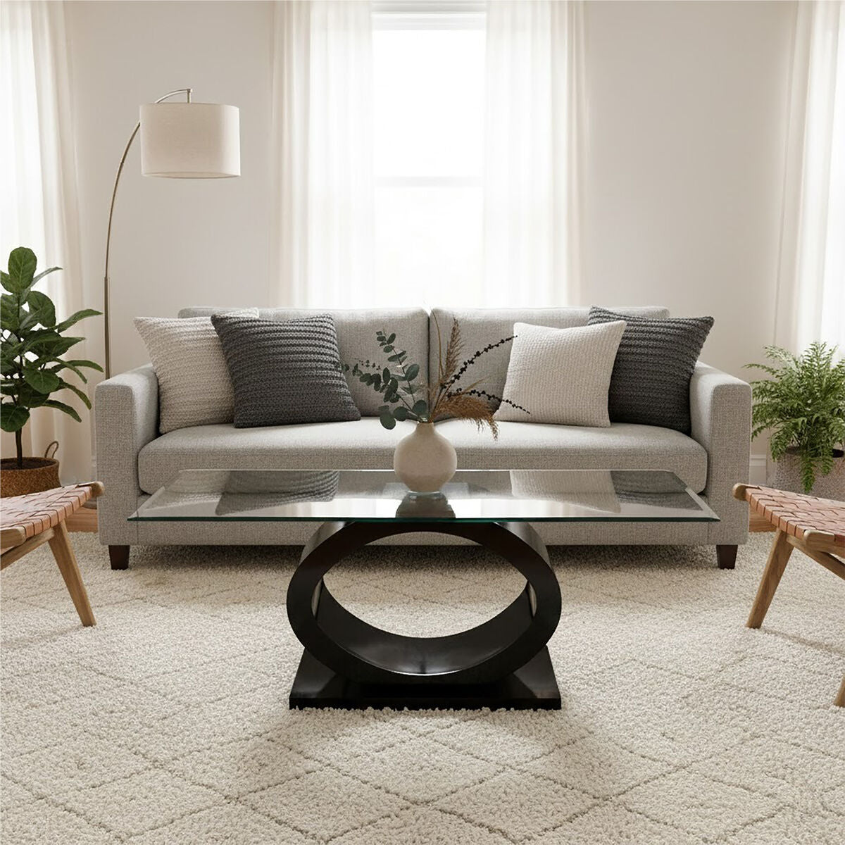 Halo O Shaped Coffee Table With Black Base