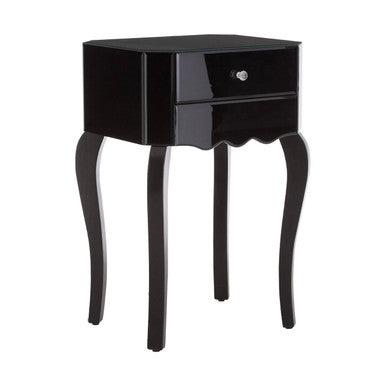 Orchid 1 Drawer Black Mirrored Glass Side Table