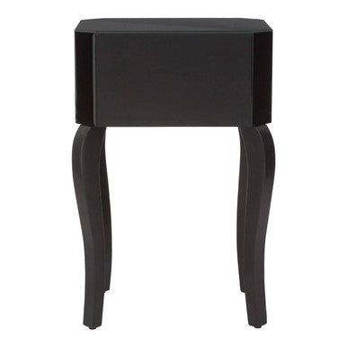 Orchid 1 Drawer Black Mirrored Glass Side Table