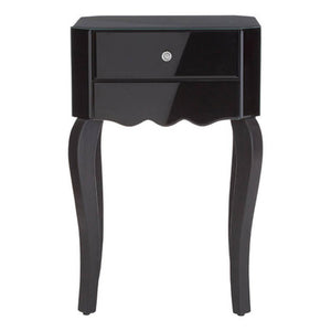 Orchid 1 Drawer Black Mirrored Glass Side Table