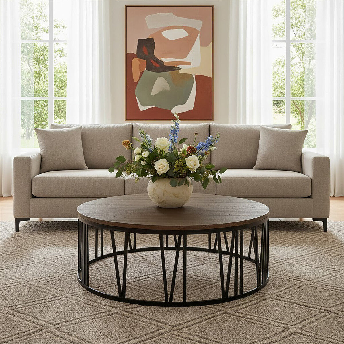 Greenwich Fir Wood Round Coffee Table - image 2