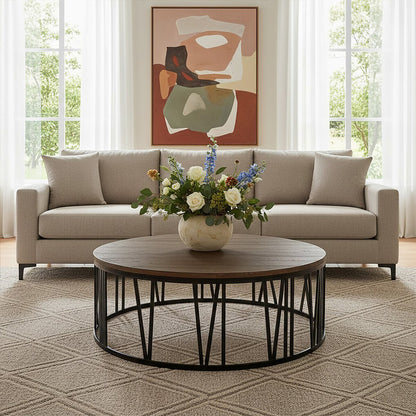 Greenwich Fir Wood Round Coffee Table - image 2