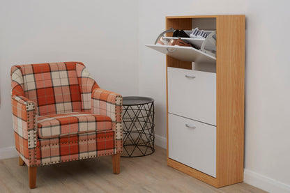 Quinn White And Oak Veneer 3 Drawer Shoe Cupboard - image 3