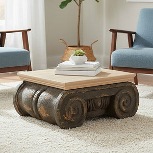 Pompeii Natural and Grey Ornate Coffee Table