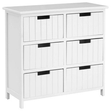 New England White Mdf 6 Drawers Chest