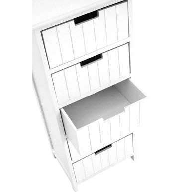 New England White Mdf 5 Drawers Chest