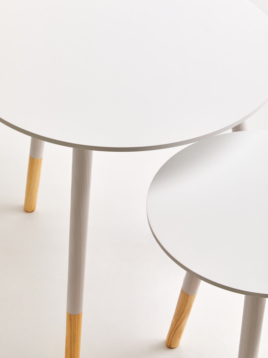 Viborg Set Of Two White Round Side Tables