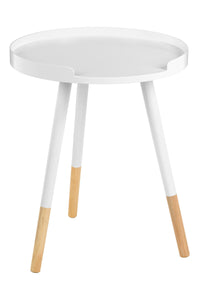 Viborg White And Natural Round Side Table