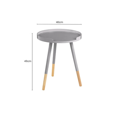 Grey Round Side Table with Natural Wood Effect Feet | Viborg
