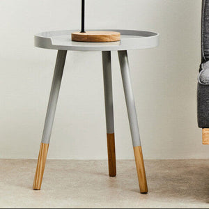 Viborg Grey Pine Wood Small Round Side Table