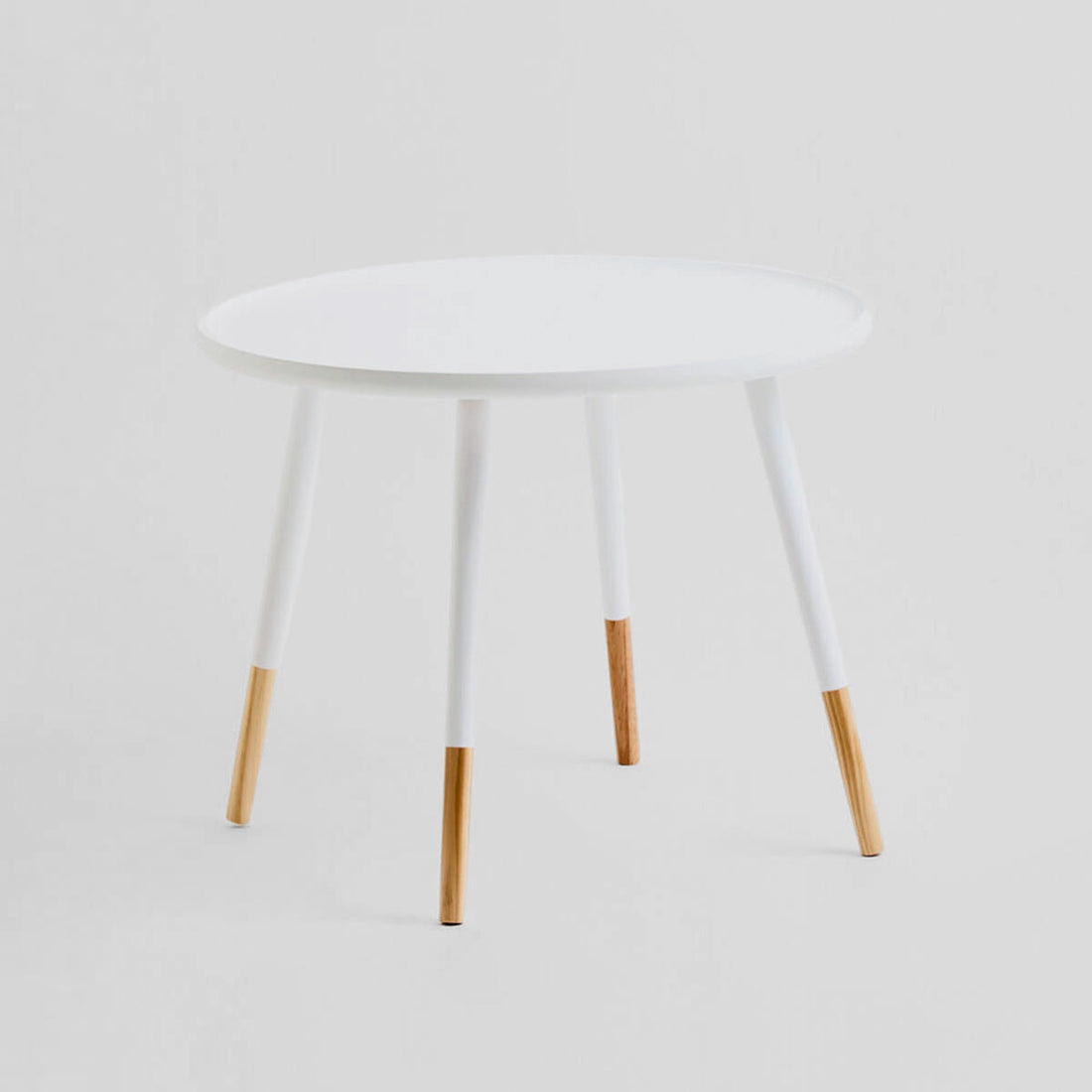 Viborg White And Natural Small Round Side Table