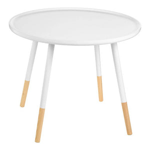 Viborg White And Natural Small Round Side Table