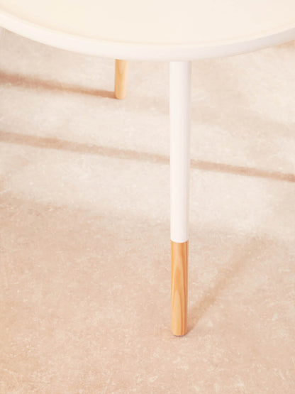 Viborg White And Natural Small Round Side Table