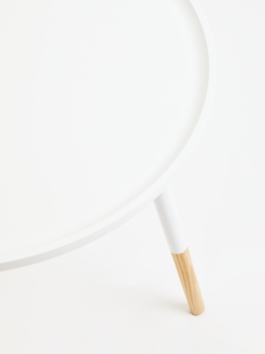 Viborg White And Natural Small Round Side Table