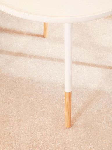 Viborg White And Natural Small Round Side Table