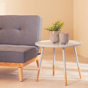 Viborg Grey Pine Wood Large Round Side Table