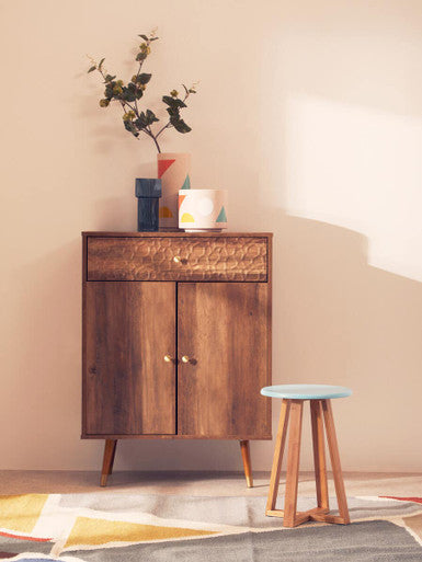 Viborg Blue Bamboo Round Stool