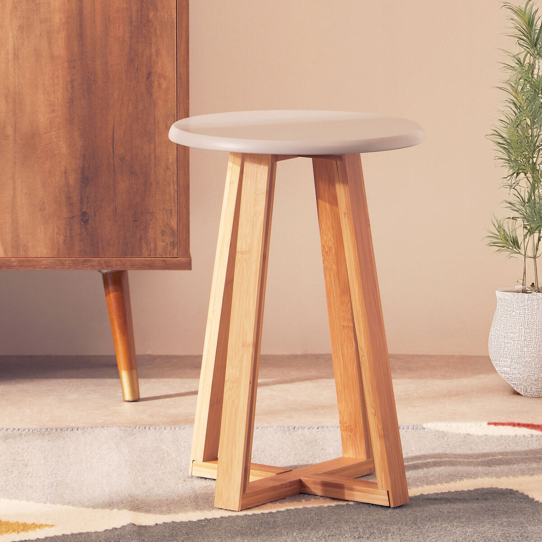 Viborg Grey Bamboo Round Stool