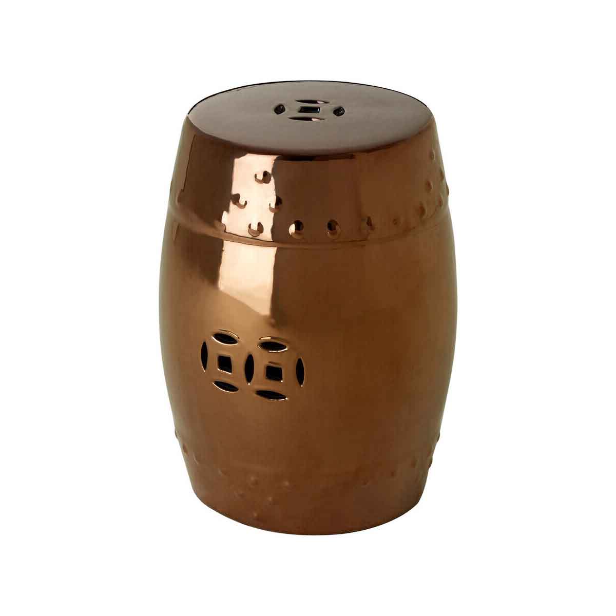 Torcello Complements Copper Finish Table And Stool